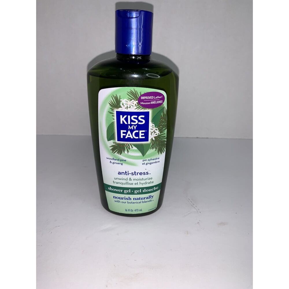 Kiss My Face Anti Stress Shower Gel Woodland Pine Ginseng NEW 16 oz